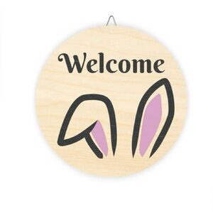 easter bunny ears welcome Wood Sign